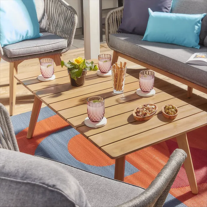 GoodHome Vitello Matt Grey & Natural 4 Seater Coffee set