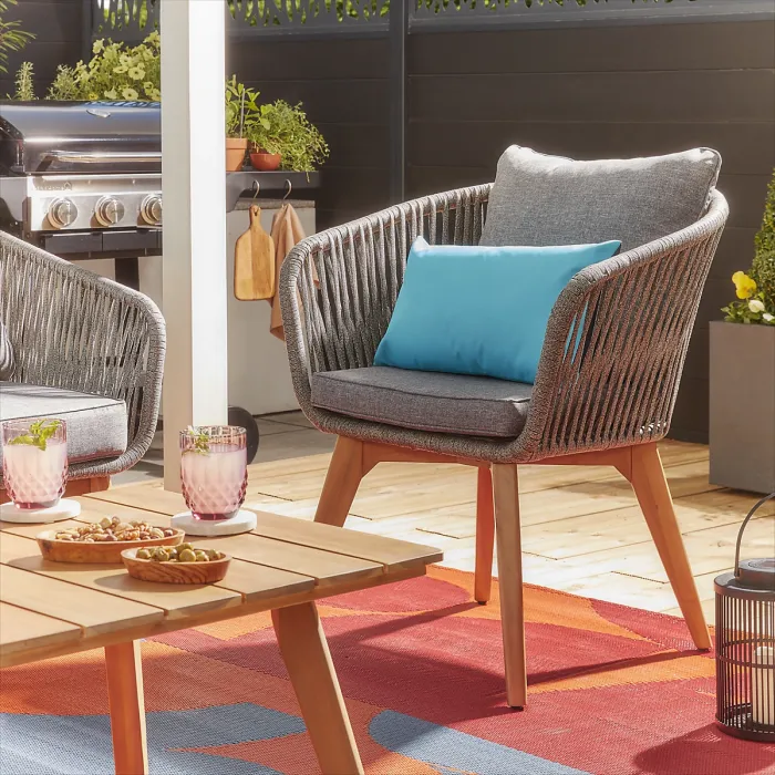 GoodHome Vitello Matt Grey & Natural 4 Seater Coffee set