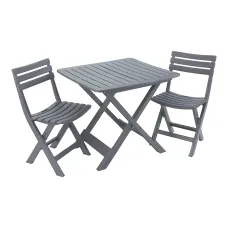 Bonau Grey Plastic 2 seater Dining set