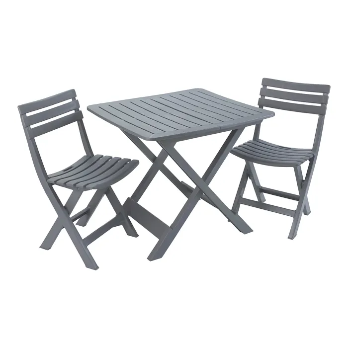 Bonau Grey Plastic 2 seater Dining set