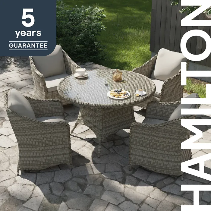 GoodHome Hamilton Cappuccino Rattan effect 4 seater Dining set