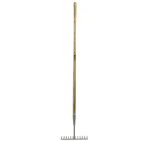 JCB 12 Teeth Heritage Garden Rake, Heavy-duty Carbon Steel and Ash Wood Shaft JCBHGR01