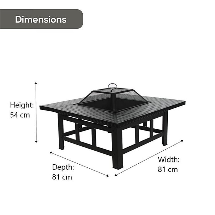 4 in 1 Square Fire Pit, BBQ Grill, Ice Cooler, & Tabletop