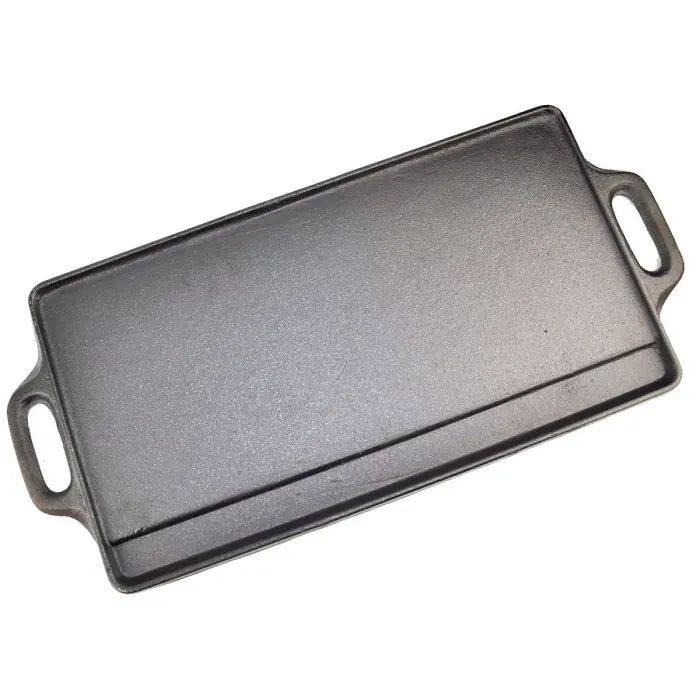 Taylor & Brown X-Large Non-Stick Cast Iron Griddle Plate - Double-Sided BBQ & Hob Cooking, Ridged & Flat Surfaces, Drip Tray