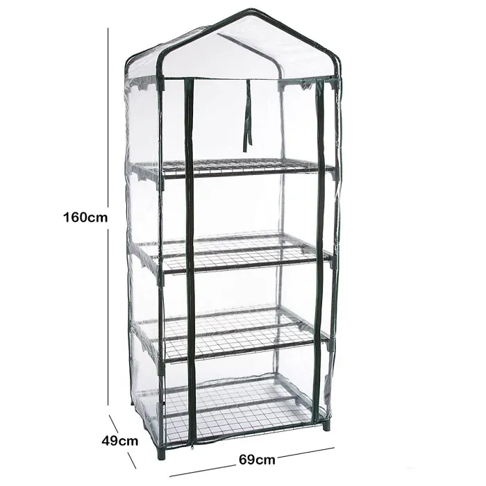 Taylor & Brown 4 Tier Greenhouse with Shelves, Weatherproof PVC Cover, RollUp Door, Compact Garden Grow House, Easy Assembly