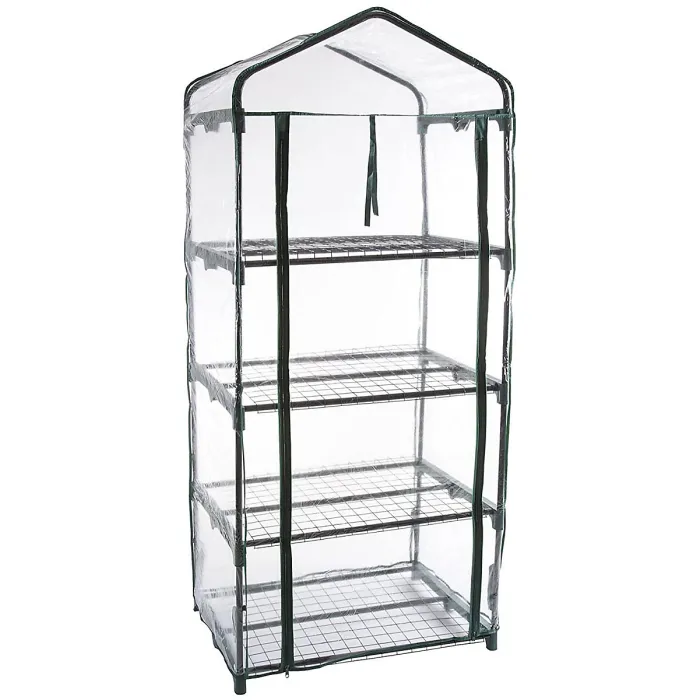 Taylor & Brown 4 Tier Greenhouse with Shelves, Weatherproof PVC Cover, RollUp Door, Compact Garden Grow House, Easy Assembly