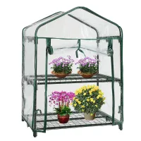 Taylor & Brown 2 Tier Greenhouse with Shelves, Weatherproof PVC Cover, Compact Garden Grow House, RollUp Door, Easy Assembly