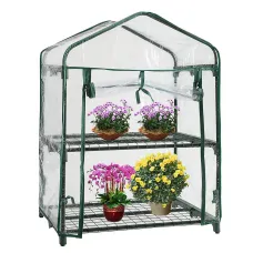 Taylor & Brown 2 Tier Greenhouse with Shelves, Weatherproof PVC Cover, Compact Garden Grow House, RollUp Door, Easy Assembly