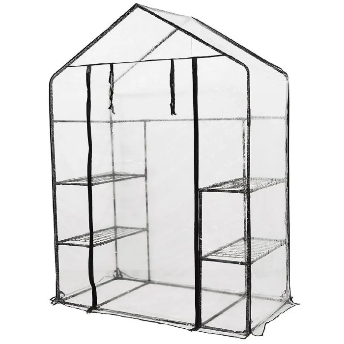 Taylor & Brown Compact WalkIn Greenhouse with 4 Shelves, Weatherproof PVC Cover, RollUp Door, Easy NoTool Assembly for Garden