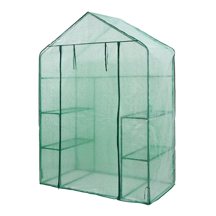 Taylor & Brown Compact WalkIn Greenhouse with 4 Shelves, Weatherproof PE Cover, RollUp Door, Easy NoTool Assembly for Garden