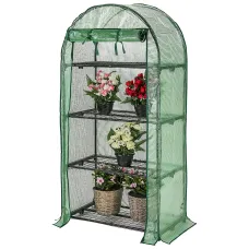 Taylor & Brown 4Tier Portable Greenhouse with Shelves, Weatherproof PE Cover, RollUp Door, Easy Assembly for Garden Use