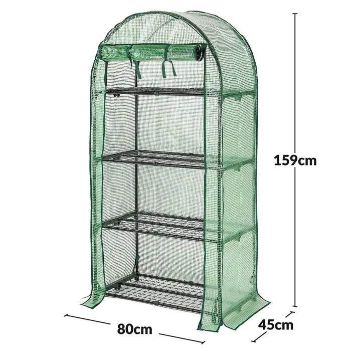 Taylor & Brown 4Tier Portable Greenhouse with Shelves, Weatherproof PE Cover, RollUp Door, Easy Assembly for Garden Use