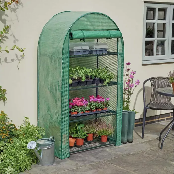 Taylor & Brown 4Tier Portable Greenhouse with Shelves, Weatherproof PE Cover, RollUp Door, Easy Assembly for Garden Use