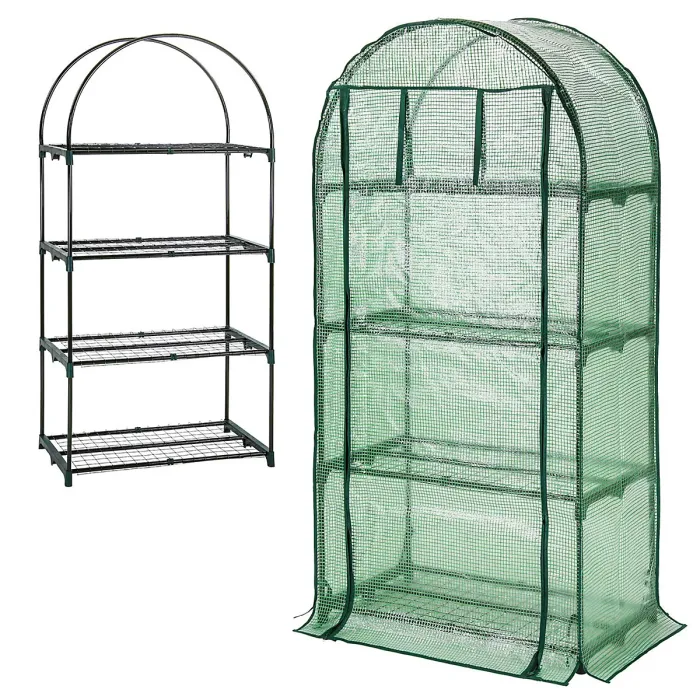 Taylor & Brown 4Tier Portable Greenhouse with Shelves, Weatherproof PE Cover, RollUp Door, Easy Assembly for Garden Use