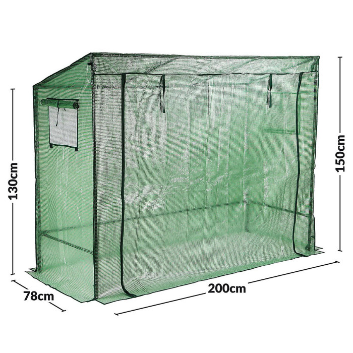Taylor & Brown Walkin Greenhouse 200x78x150cm, Weatherproof Garden Greenhouse w/ RollUp Doors, 2 Windows, Metal Frame