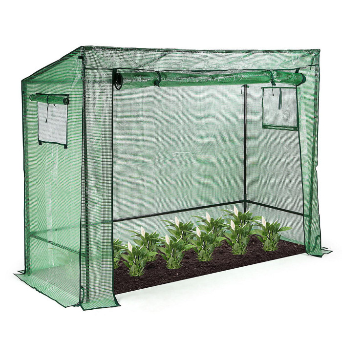 Taylor & Brown Walkin Greenhouse 200x78x150cm, Weatherproof Garden Greenhouse w/ RollUp Doors, 2 Windows, Metal Frame