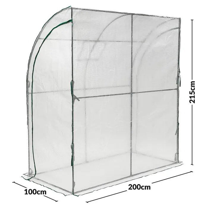 Taylor & Brown WalkIn Leanto Greenhouse, Heavy Duty Outdoor Plant Grow House, 2 Zippered Doors, Mesh Window, PE Cover, White