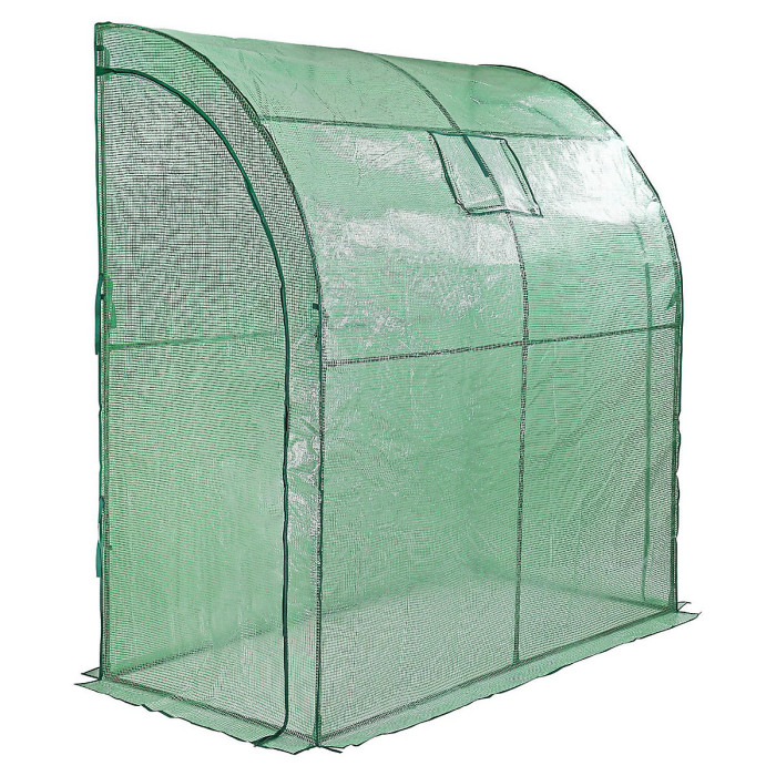 Taylor & Brown WalkIn Greenhouse, Heavy Duty Leanto Garden Growhouse with PE Cover, 2 Zippered Doors, Mesh Window, 200x100x215cm
