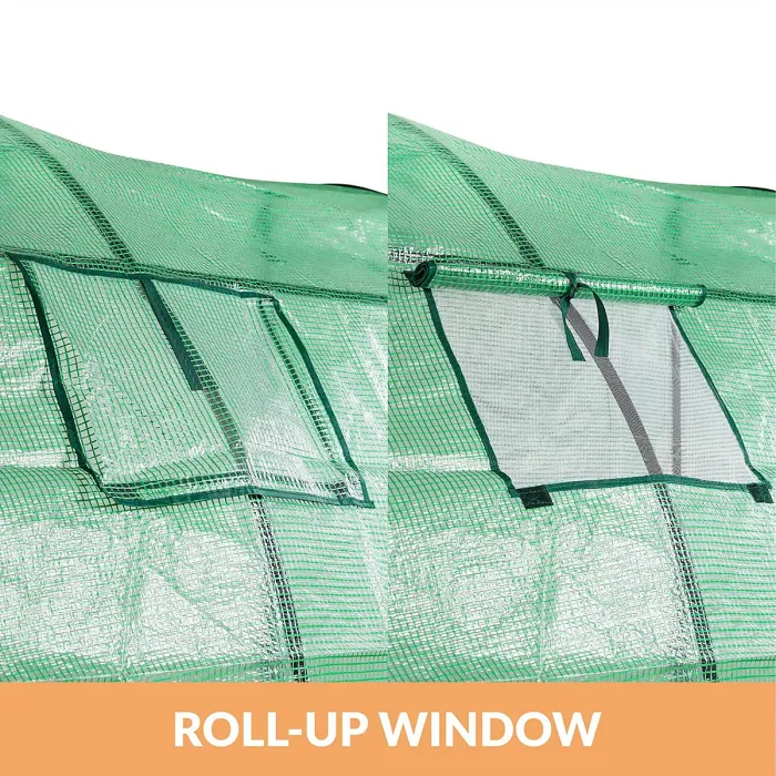 Taylor & Brown WalkIn Greenhouse, Heavy Duty Leanto Garden Growhouse with PE Cover, 2 Zippered Doors, Mesh Window, 200x100x215cm