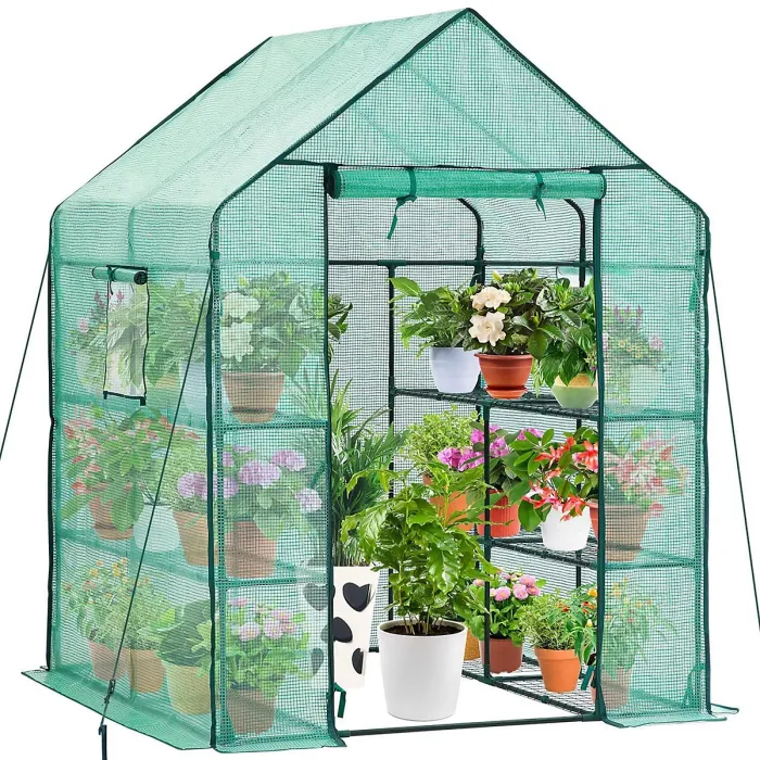 Taylor & Brown Heavy Duty Green PE Cover for Large WalkIn Greenhouse, Replacement with 2 Windows, W143 x D143 x H195cm