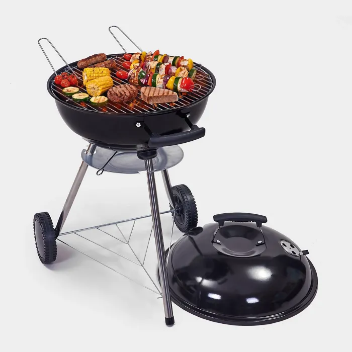 Hi-Gear Classic Mini Kettle BBQ with Wheels with Storage Rack, Outdoor Cooking