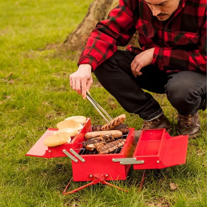 Suck UK Stainless Steel BBQ Grill Tool Box Red
