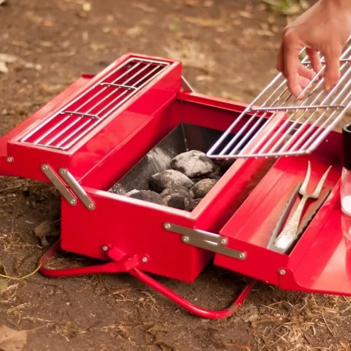 Suck UK Stainless Steel BBQ Grill Tool Box Red