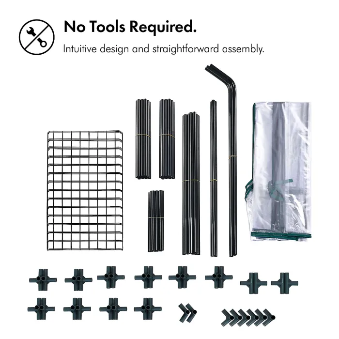 VonHaus Walk In Greenhouse, Compact Green House w/ 6 Shelves and Weatherproof PVC Plastic Cover, Plant House/Grow House for garden