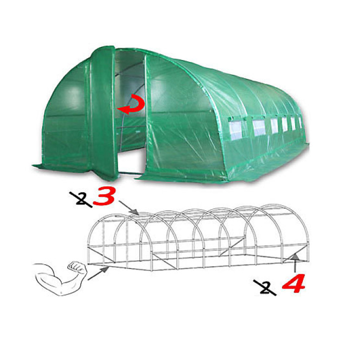 6m x 3m (20' x 10' approx) Pro+ Green Poly Tunnel
