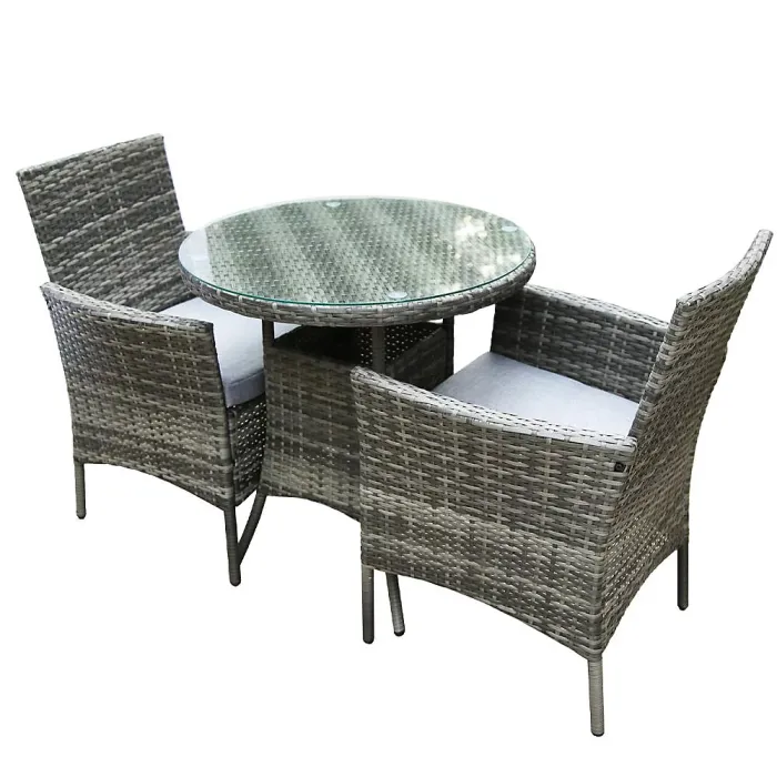 Virginia Rattan 2 Seater Bistro Dining Garden Set - Grey