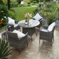 Valencia Rattan 4 Seater Bistro Dining Garden Set - Grey