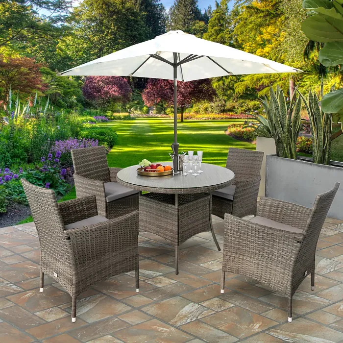 Valencia Rattan 4 Seater Bistro Dining Garden Set - Grey