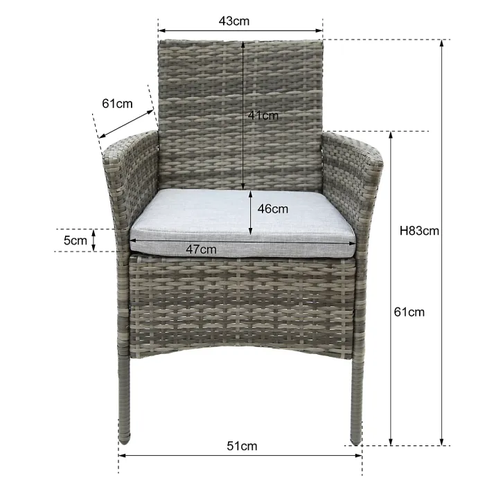 Valencia Rattan 4 Seater Bistro Dining Garden Set - Grey