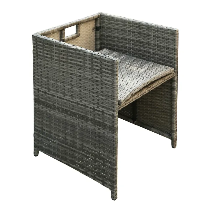 Hera Rattan Cube 8 Seater Dining Garden Patio Set w/ Parasol Hole - Grey