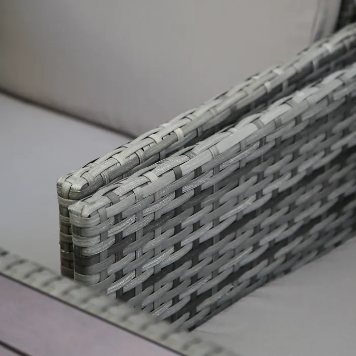 Hestia Rattan Cube 10 Seater Dining Garden Patio Set w/ Parasol Hole - Grey