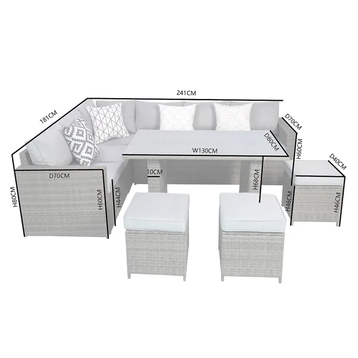 Venice Rattan 8 Seater Corner Set with High Table for Garden Patio