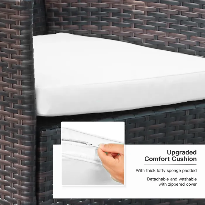 Outsunny Rattan Dining Set for 6 with Cushions, Glass Top Table, Brown