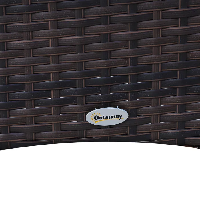 Outsunny Rattan Dining Set for 6 with Cushions, Glass Top Table, Brown