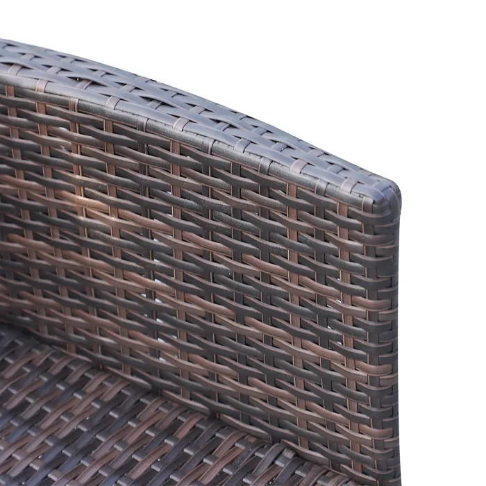 Outsunny Rattan Dining Set for 6 with Cushions, Glass Top Table, Brown