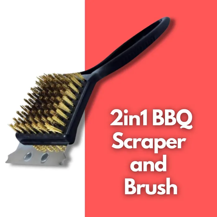 20cm 2in1 BBQ Brush And Heavy Duty Scraper Barbecue Cleaner Tools