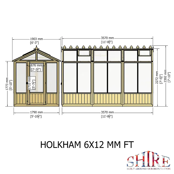 Shire Holkham 12x6 Wooden Apex Greenhouse