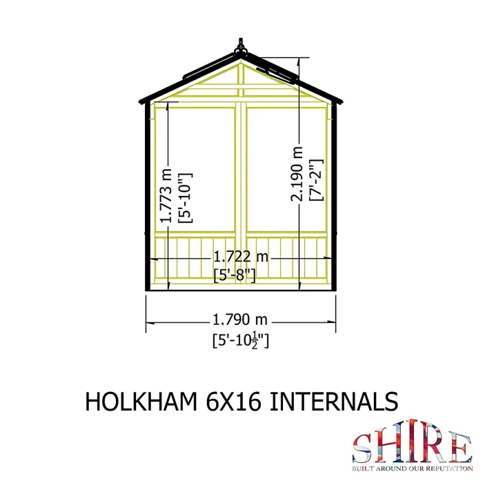 Shire Holkham 16x6 Wooden Apex Greenhouse
