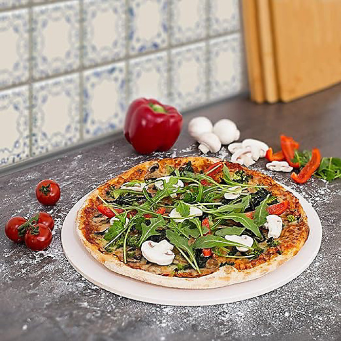CosmoGrill Pizza Stone 30 cm Diameter for Baking Oven & Barbecue BBQ Round