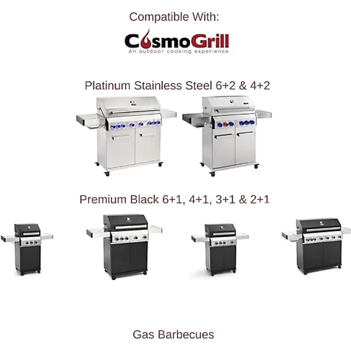 CosmoGrill Stainless Steel Side Table,Bamboo Wooden Cutting Board & Storage- Platinum & Premium Black BBQ