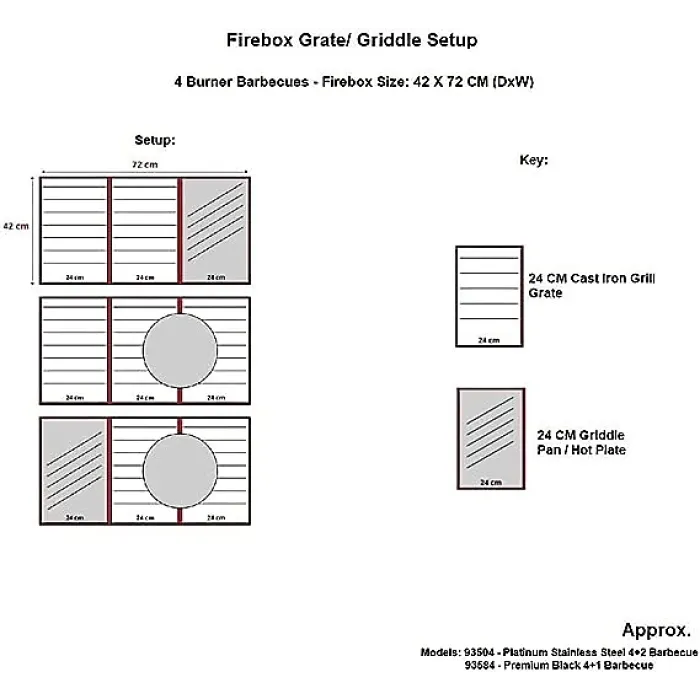 CosmoGrill Cast Iron Grates Griddles Platinum Stainless Steel & Premium Black BBQ - 41.5cm(L) x 18cm(W)