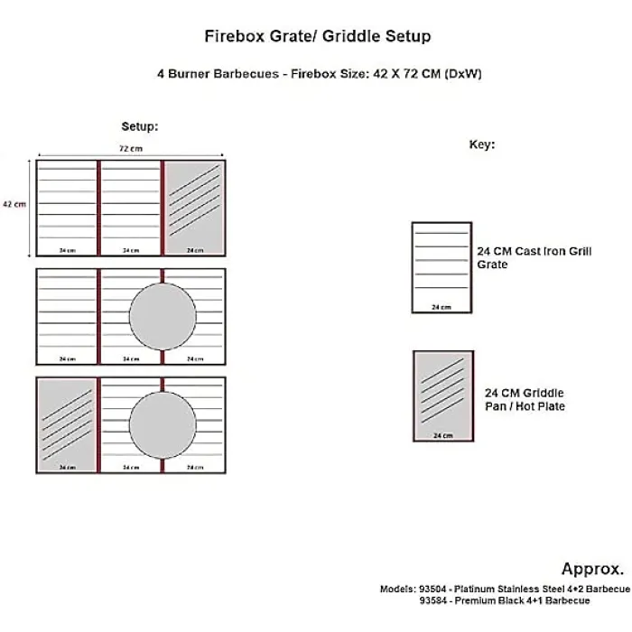 CosmoGrill Cast Iron Grates Griddles for Platinum Stainless Steel & Premium Black Barbecues (24 CM, Cast Iron Griddle)