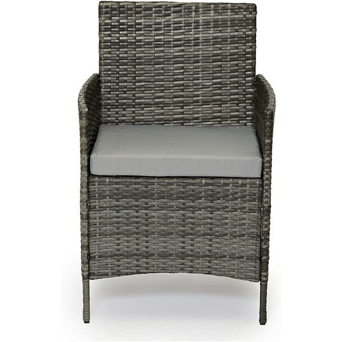 EVRE Grey Madrid Rattan Garden Furniture Set Patio Conservatory Balcony Outdoor 4 Seater Piece Glass Top Coffee Table Modular Sofa