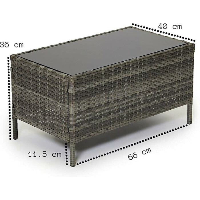 EVRE Grey Madrid Rattan Garden Furniture Set Patio Conservatory Balcony Outdoor 4 Seater Piece Glass Top Coffee Table Modular Sofa