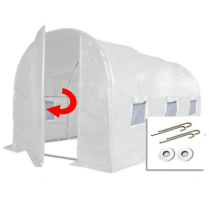 4m x 2m + Ground Anchor Kit (13' x 7' approx) Pro+ White Poly Tunnel