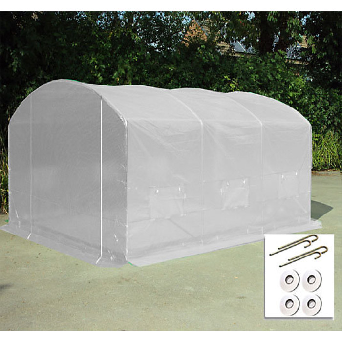 4m x 3.5m + Ground Anchor Kit (13' x 11.5' approx) Pro Max White Poly Tunnel
